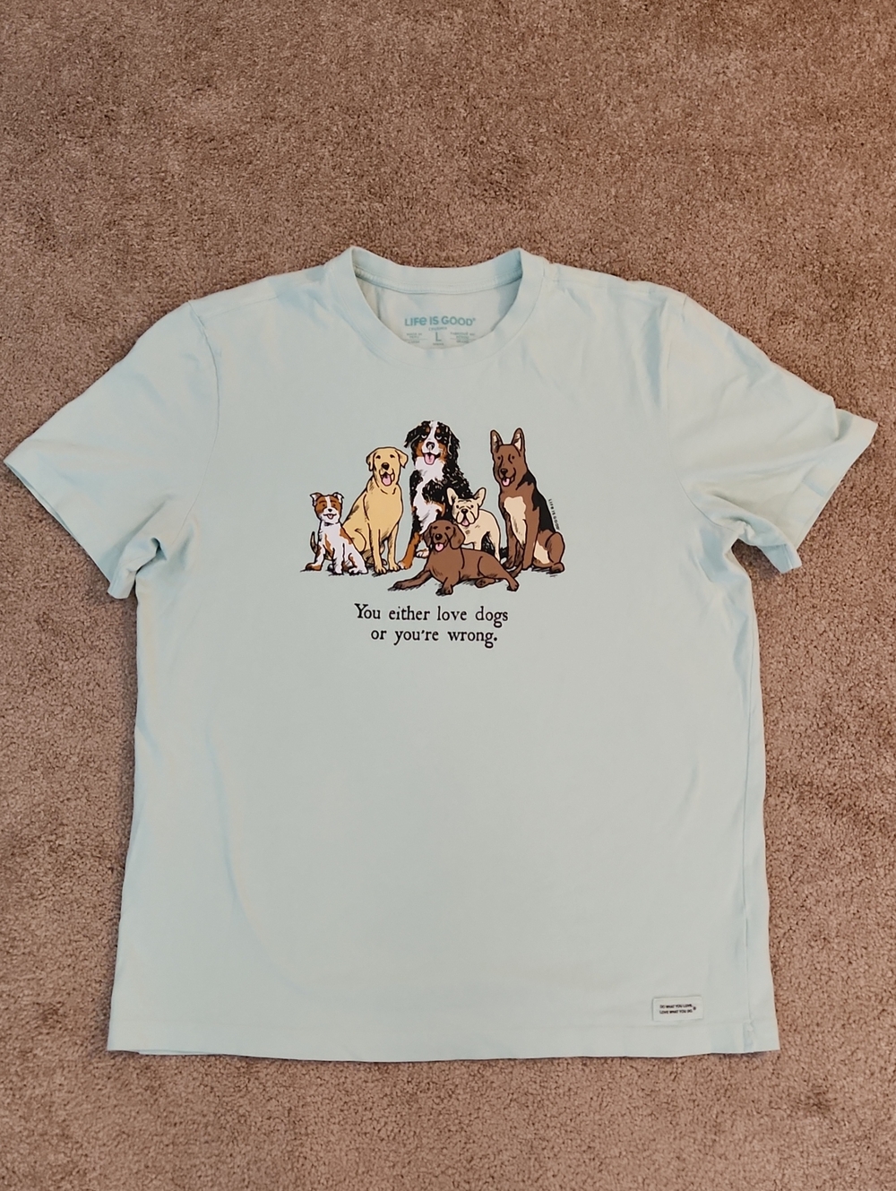 *Life Is Good Mens Tshirt Large Dog Lover Funny Humor 100% Cotton